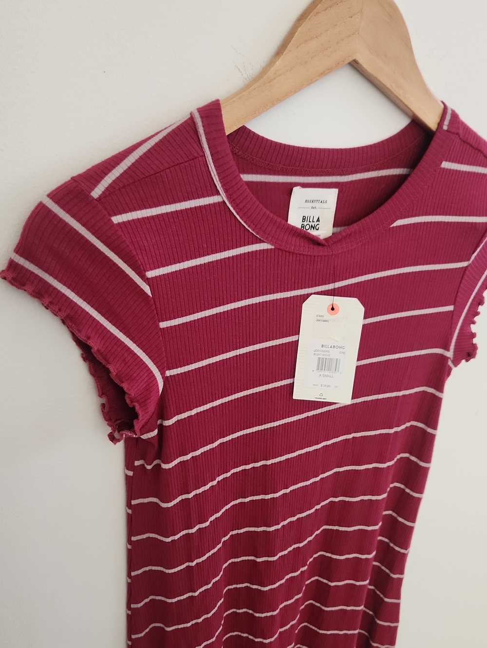 NWT Billabong Right Move Burgundy Striped T-shirt Dress XS - Picture 4 of 10